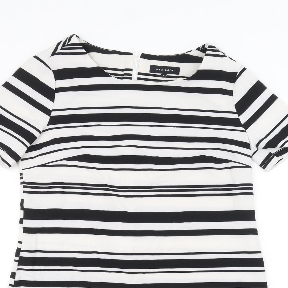 New Look Womens White Striped  A-Line  Size 8