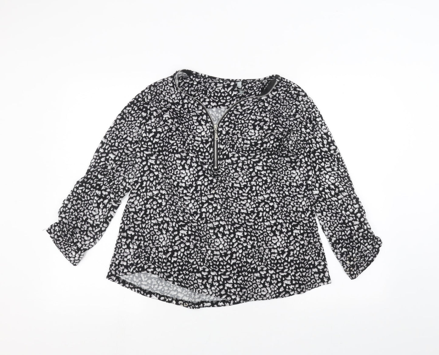 intuition Womens Black Animal Print  Basic T-Shirt Size 12