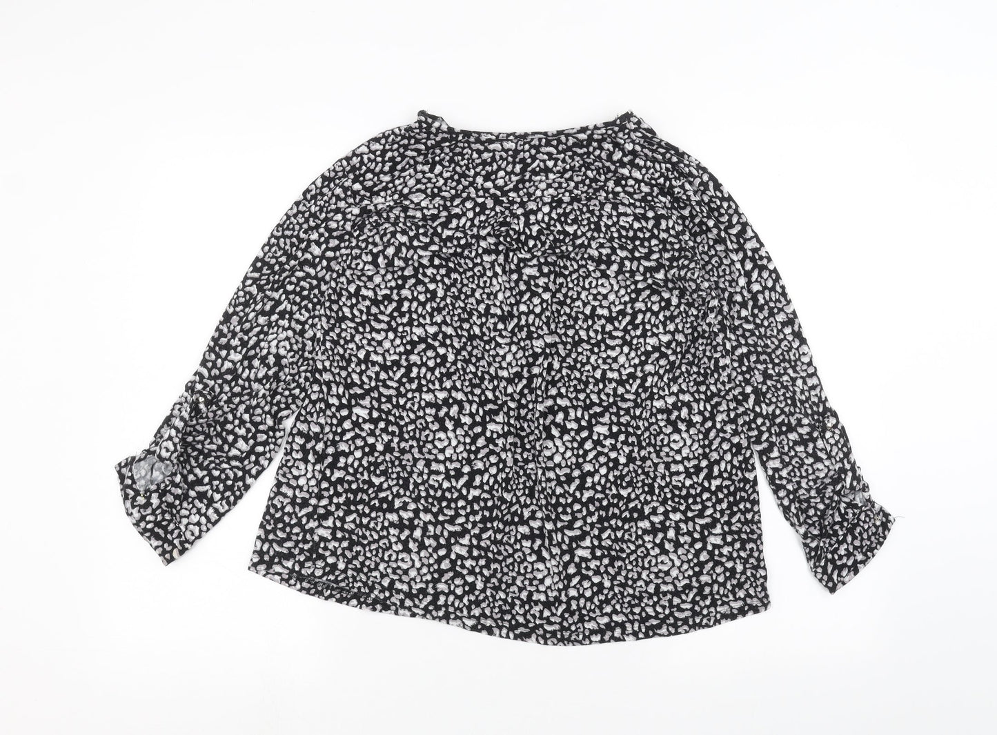 intuition Womens Black Animal Print  Basic T-Shirt Size 12