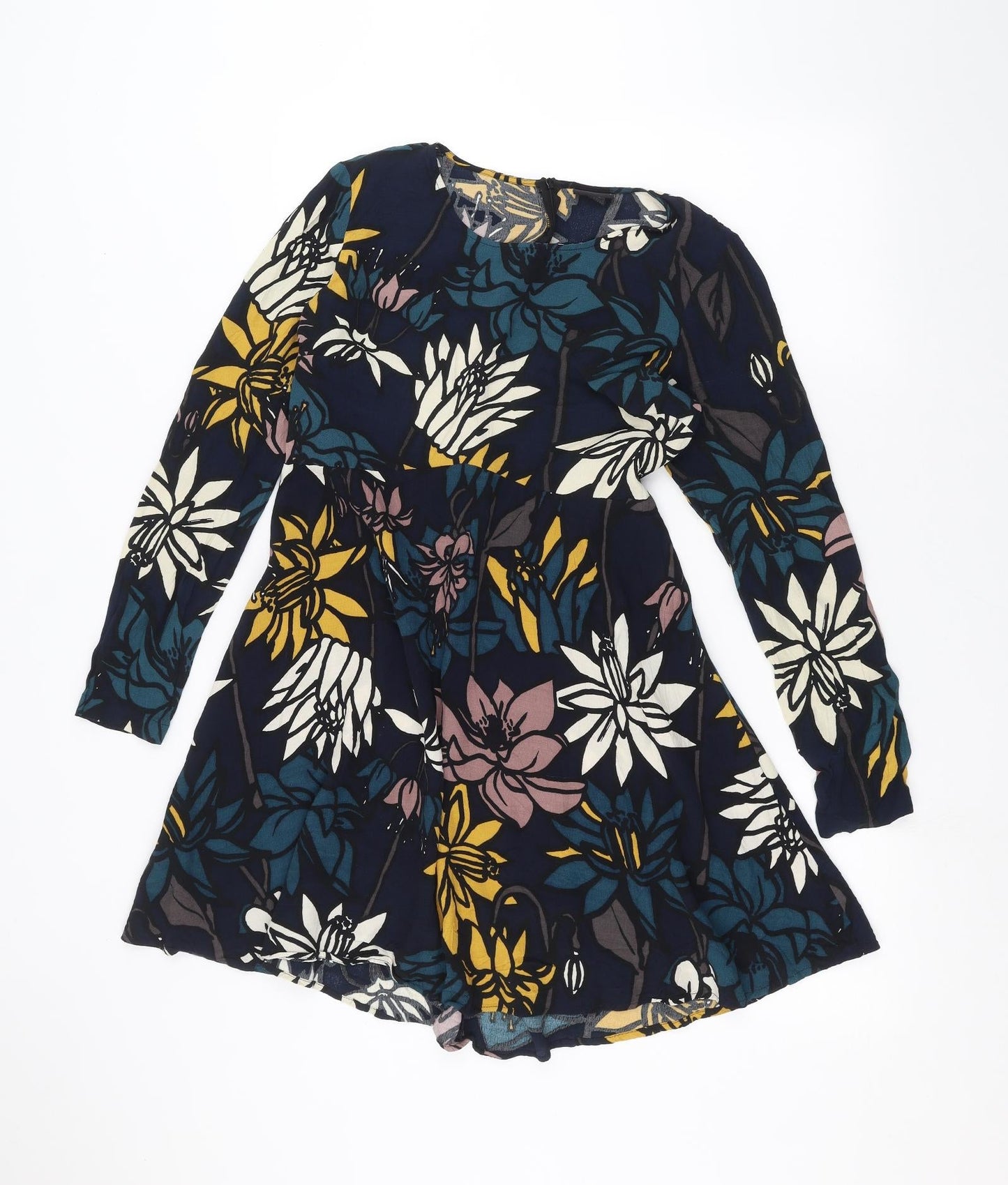 villa Womens Blue Floral  A-Line  Size L