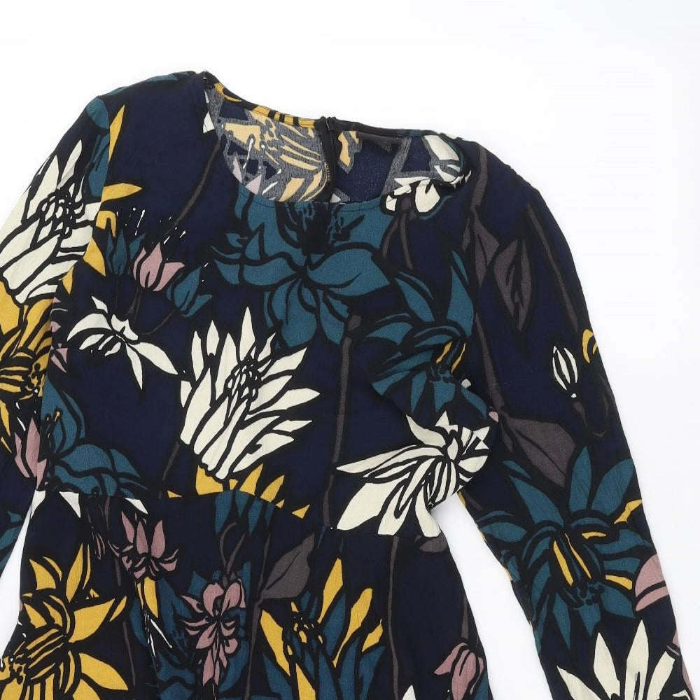 villa Womens Blue Floral  A-Line  Size L