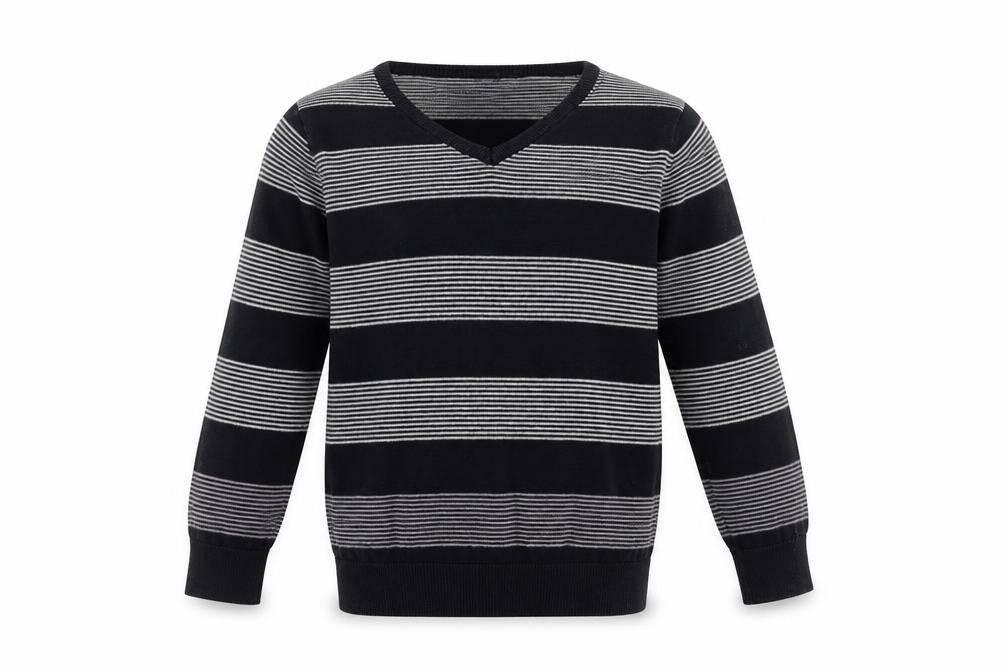 Backflips Boys Black Striped  Pullover Jumper Size 9-10 Years