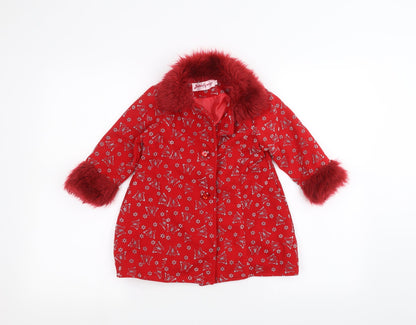Additional front view of butterfly wings girls’ red jacket, size 4, years