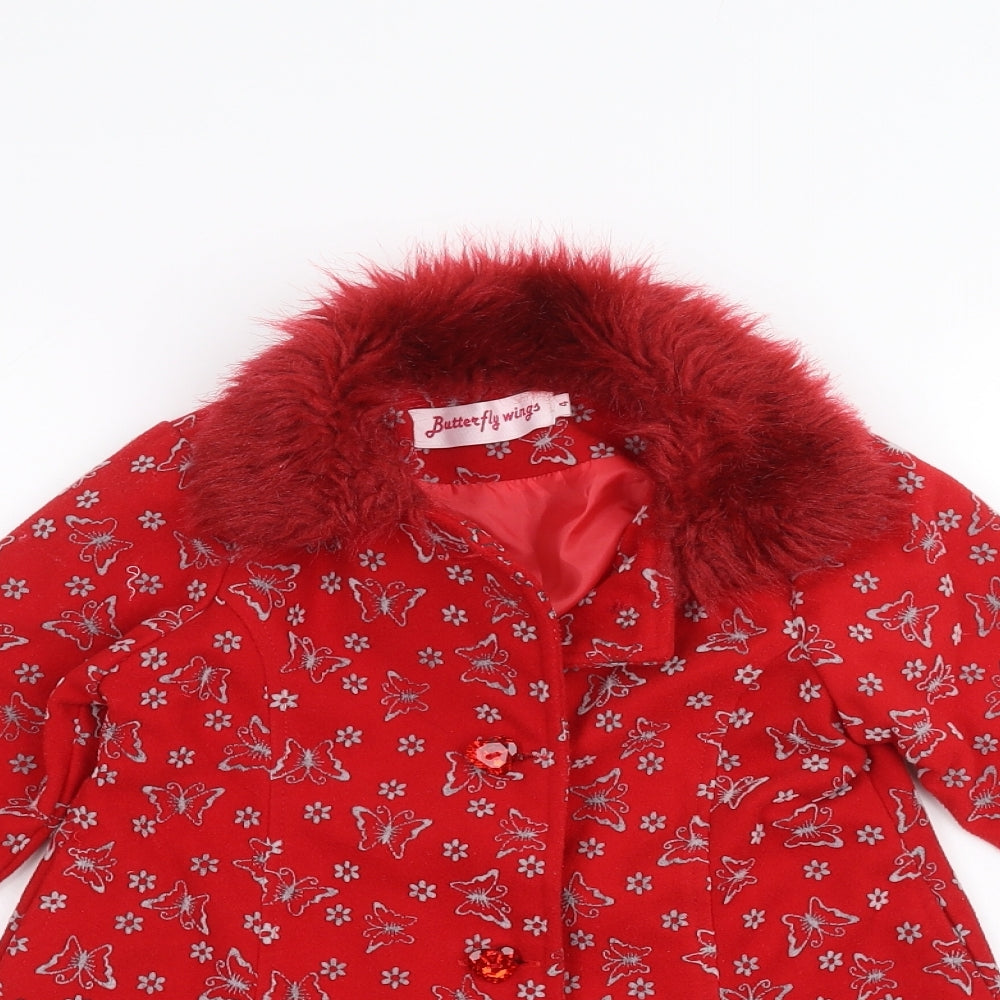 butterfly wings Girls Red   Jacket  Size 4 Years