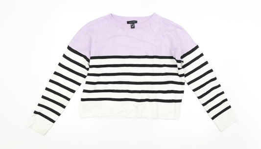 New Look Womens Purple Striped  Pullover Jumper Size M