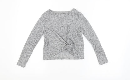 Preloved Nutmeg Girls Silver   Pullover Jumper Size 7-8 Years - Front