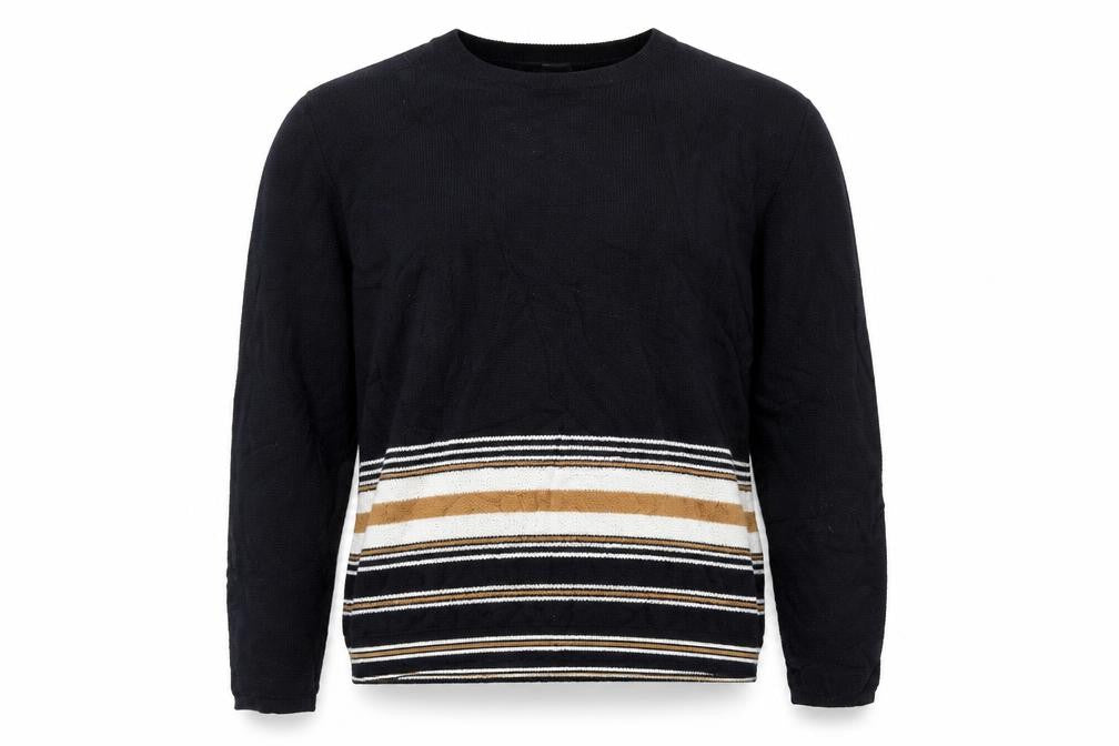 River Island Mens Black Striped  Pullover Jumper Size L