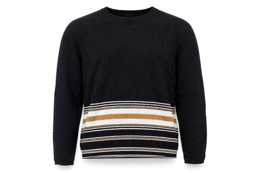 River Island Mens Black Striped  Pullover Jumper Size L