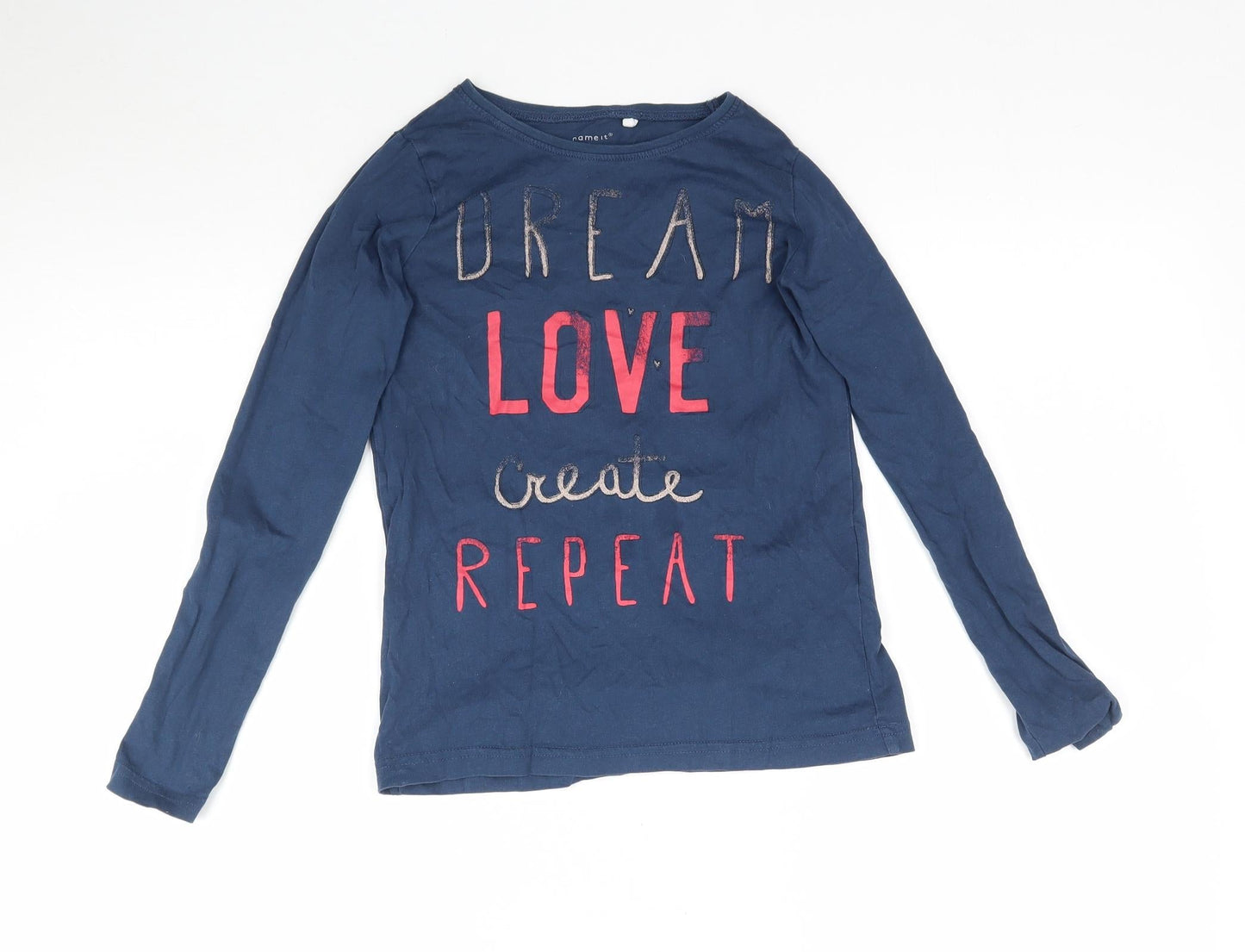 name it Girls Blue   Basic T-Shirt Size 9-10 Years