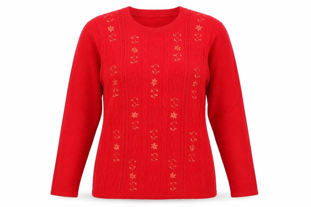 Jan Eva Womens Red  Knit Pullover Jumper Size M