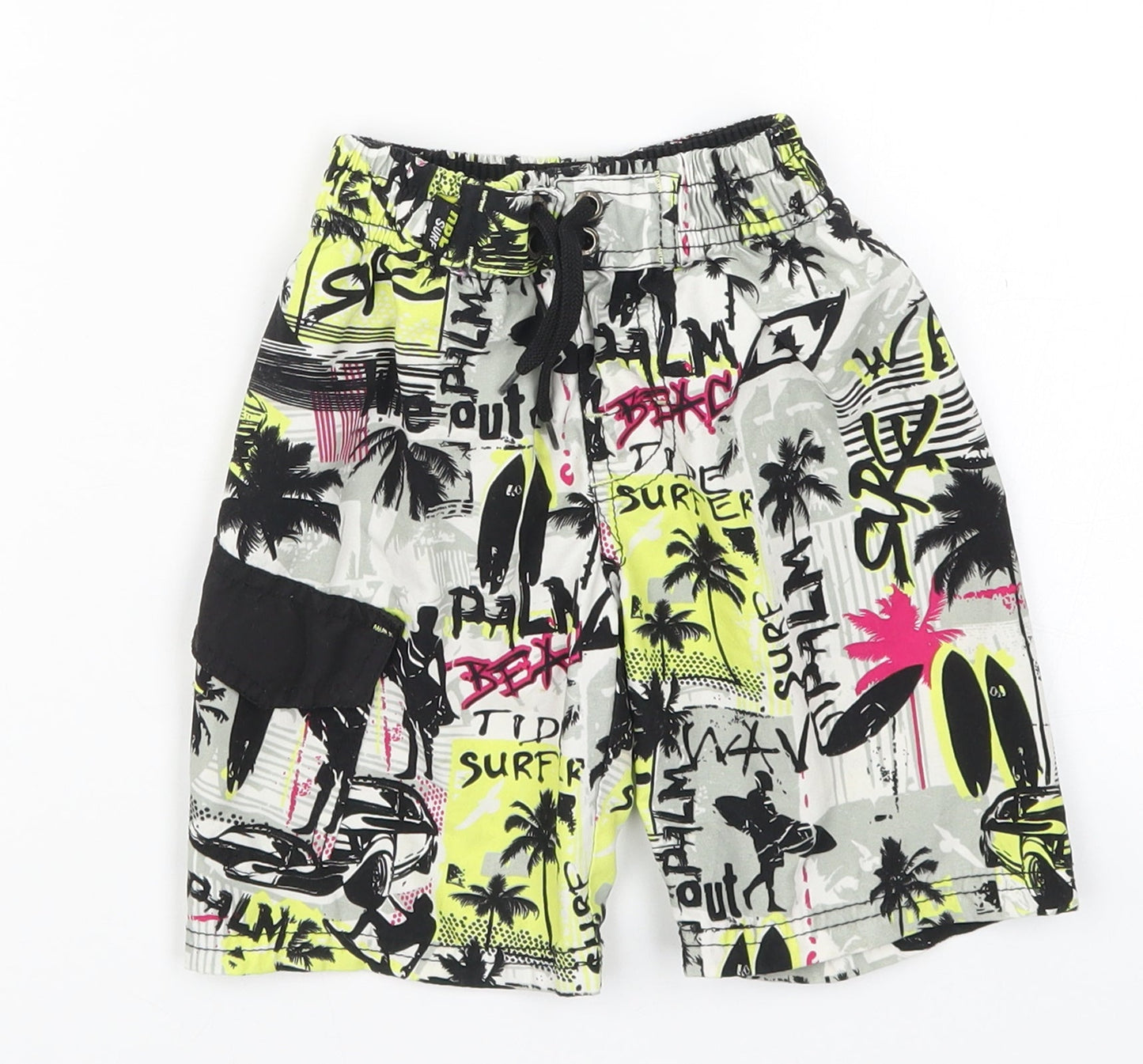 Rebel Surf Boys Multicoloured Geometric  Sweat Shorts Size 3-4 Years - Graphic Beach Palm Surf