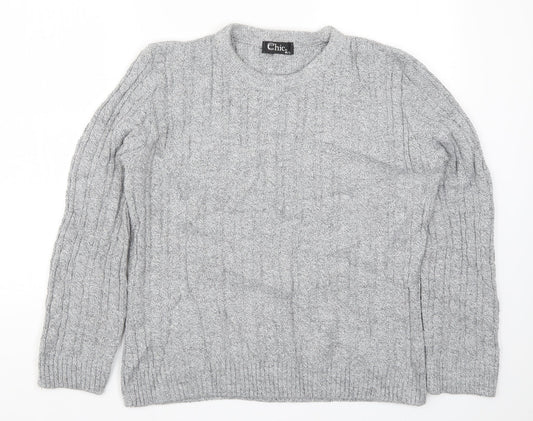 CHIC Womens Grey  Knit Pullover Jumper Size M
