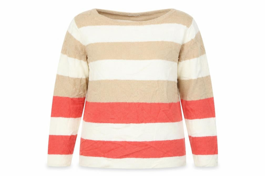 Damart Womens Beige Striped Knit Pullover Jumper Size 10  - Pink