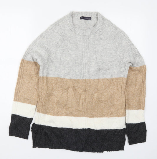 Marks and Spencer Womens Beige Striped Knit Pullover Jumper Size XS