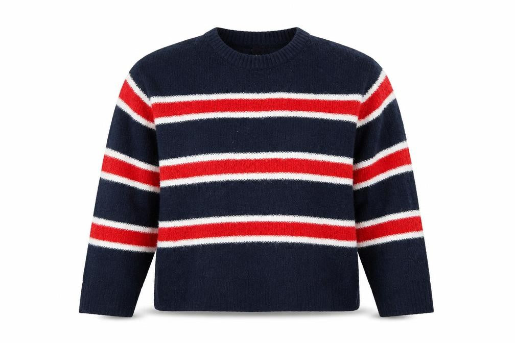 H&M Womens Blue Striped Knit Pullover Jumper Size M  - Red