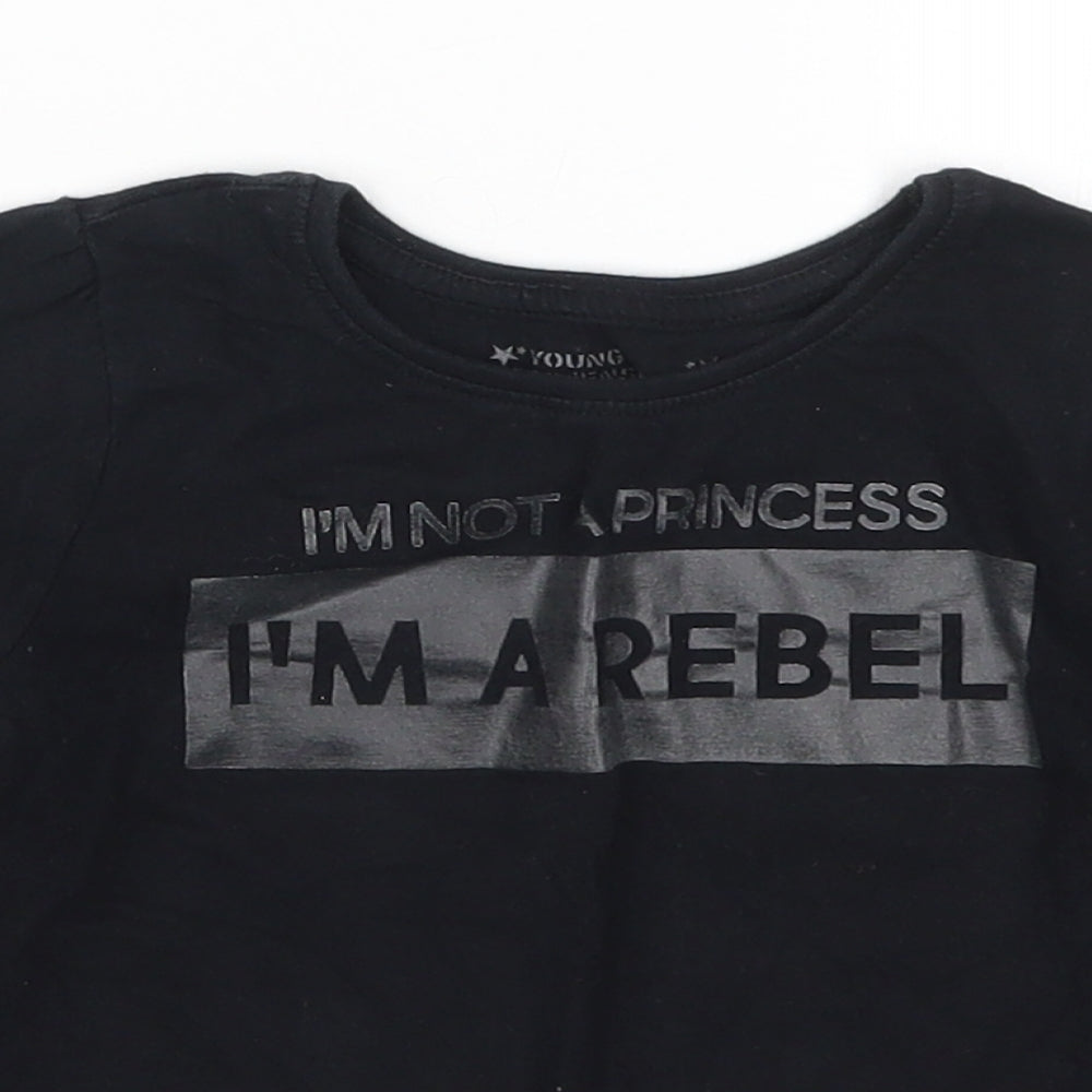 Young Dimension Girls Black   Basic T-Shirt Size 3-4 Years  - I'm Not a Princess I'm a Rebel