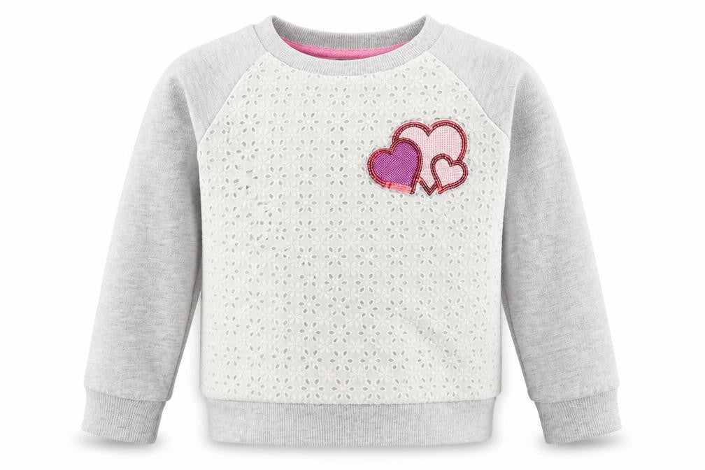 Mac Girls Grey   Pullover Sweatshirt Size 5-6 Years  - Love Hearts