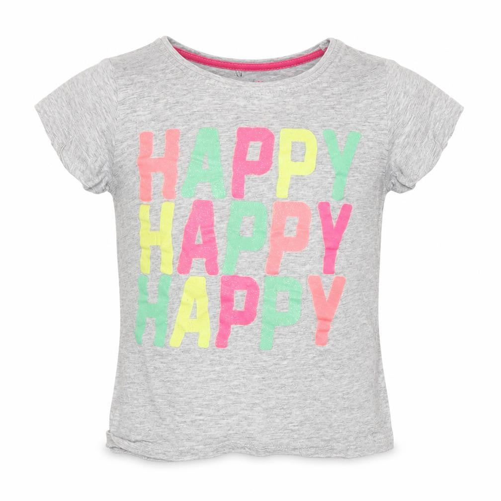 Primark Girls Grey   Basic T-Shirt Size 5-6 Years  - Happy