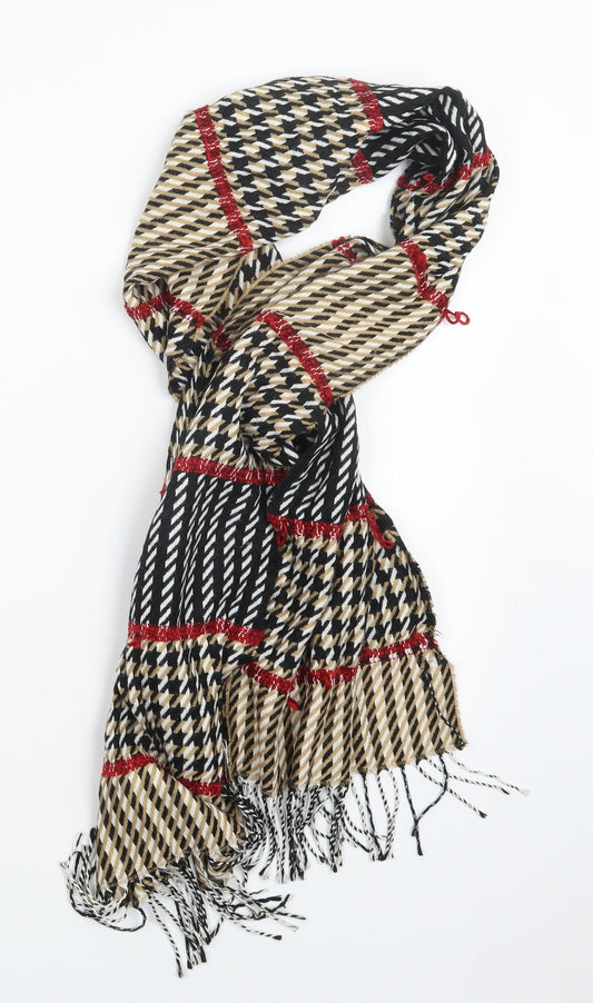 Preworn Womens Beige Houndstooth Knit  Scarf