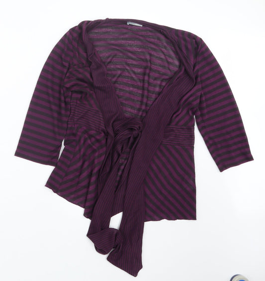 Per Una Womens Purple Striped Knit Cardigan Jumper Size 12