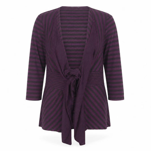 Per Una Womens Purple Striped Knit Cardigan Jumper Size 12