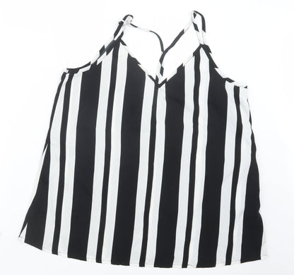 Be You  Womens Black Striped  Camisole Blouse Size 16