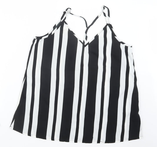 Preloved Be You  Womens Black Striped  Camisole Blouse Size 16 - Front