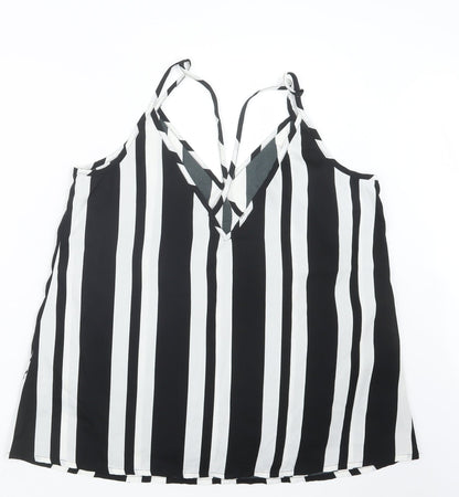 Be You  Womens Black Striped  Camisole Blouse Size 16