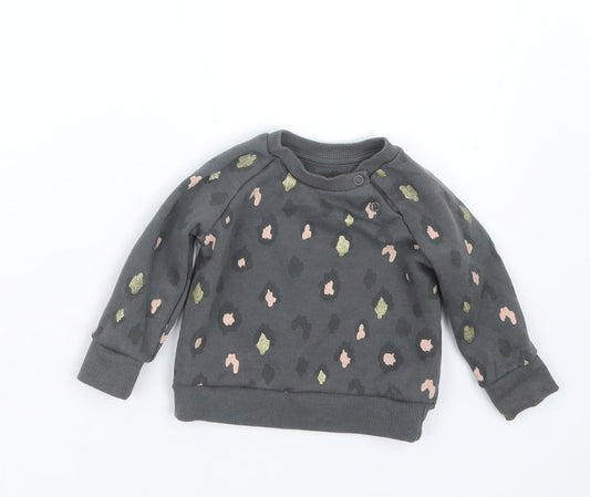 Primark Girls Grey Animal Print  Pullover Jumper Size 3-6 Months
