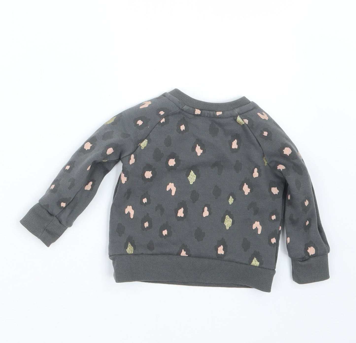 Primark Girls Grey Animal Print  Pullover Jumper Size 3-6 Months