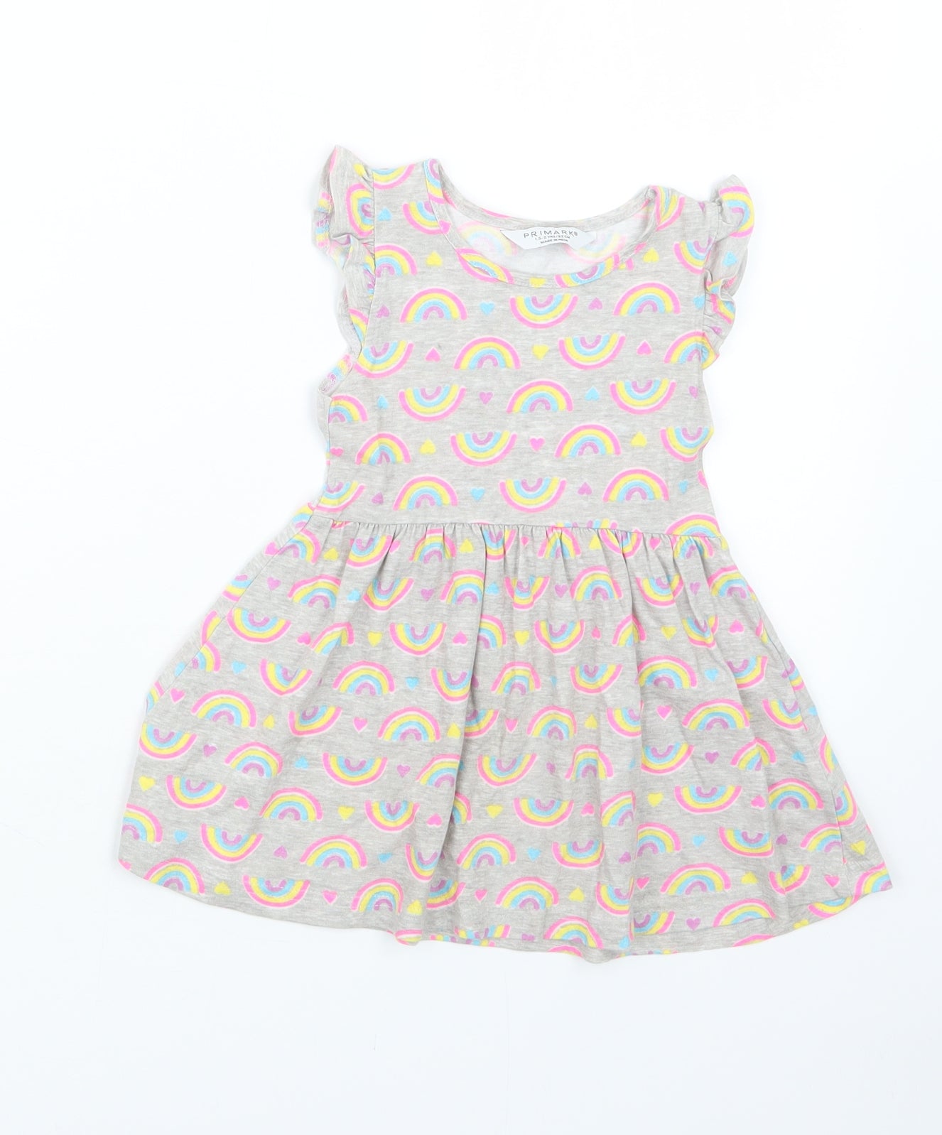 Primark Girls Grey Geometric  T-Shirt Dress  Size 18-24 Months
