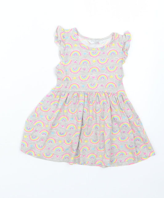 Primark Girls Grey Geometric  T-Shirt Dress  Size 18-24 Months