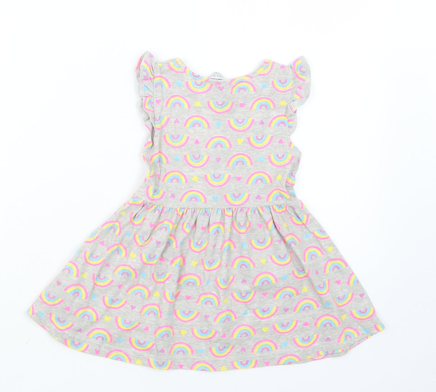 Primark Girls Grey Geometric  T-Shirt Dress  Size 18-24 Months