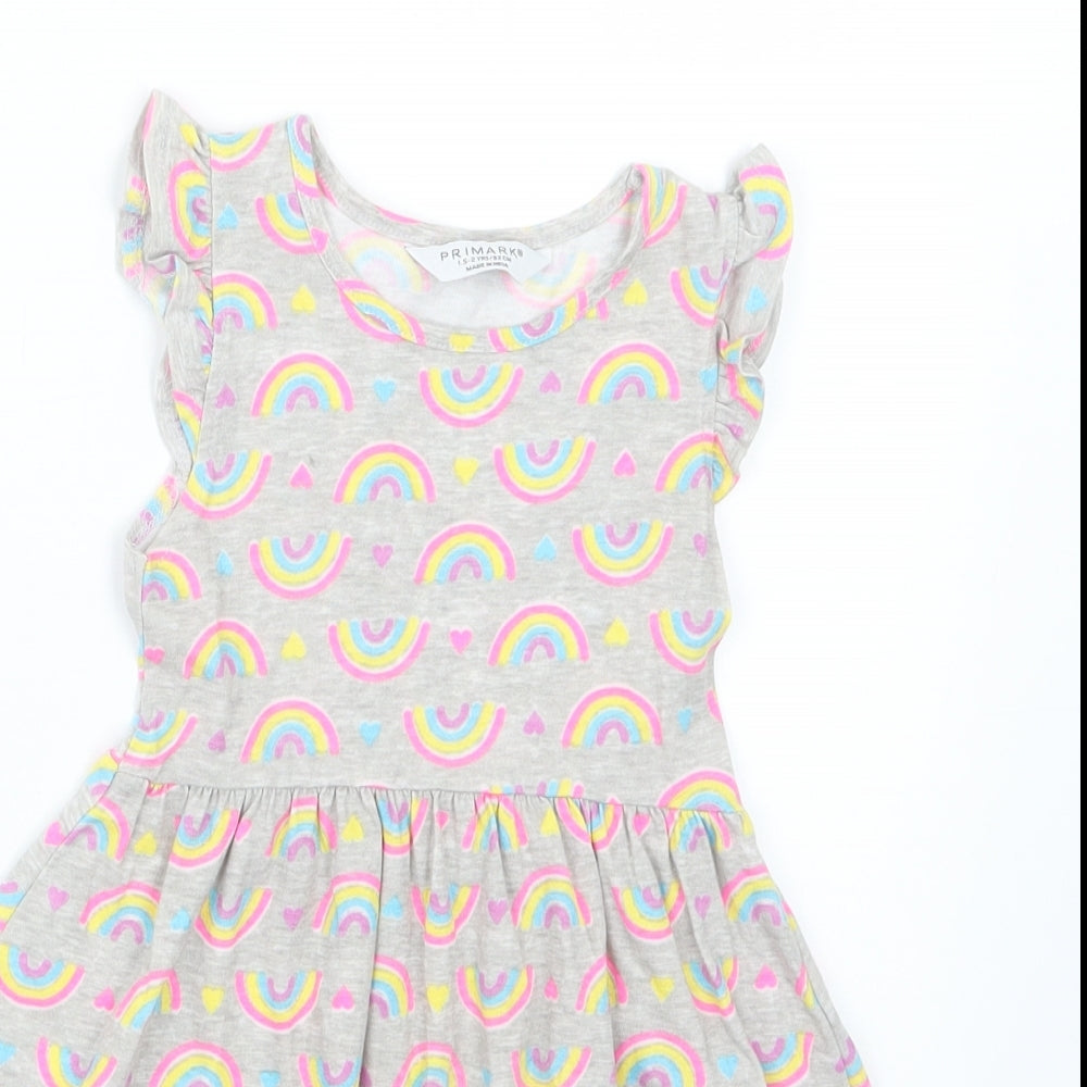Primark Girls Grey Geometric  T-Shirt Dress  Size 18-24 Months