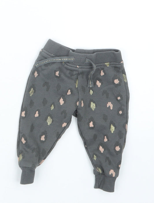 Primark Girls Grey Animal Print  Jogger Trousers Size 3-6 Months
