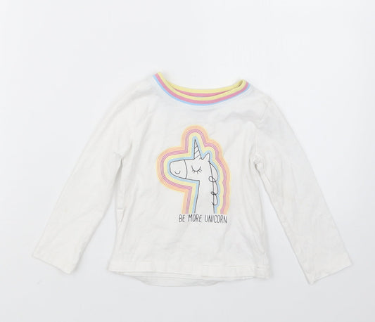 M&Co Girls White   Basic T-Shirt Size 12-18 Months