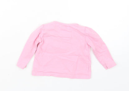 Back view of Tu girls’ pink basic t-shirt, size 0-3, months