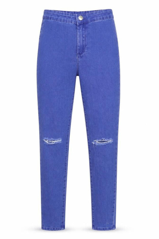 Front view of Denim & Co. women’s blue denim skinny jeans, size UK 6, 28-inch leg