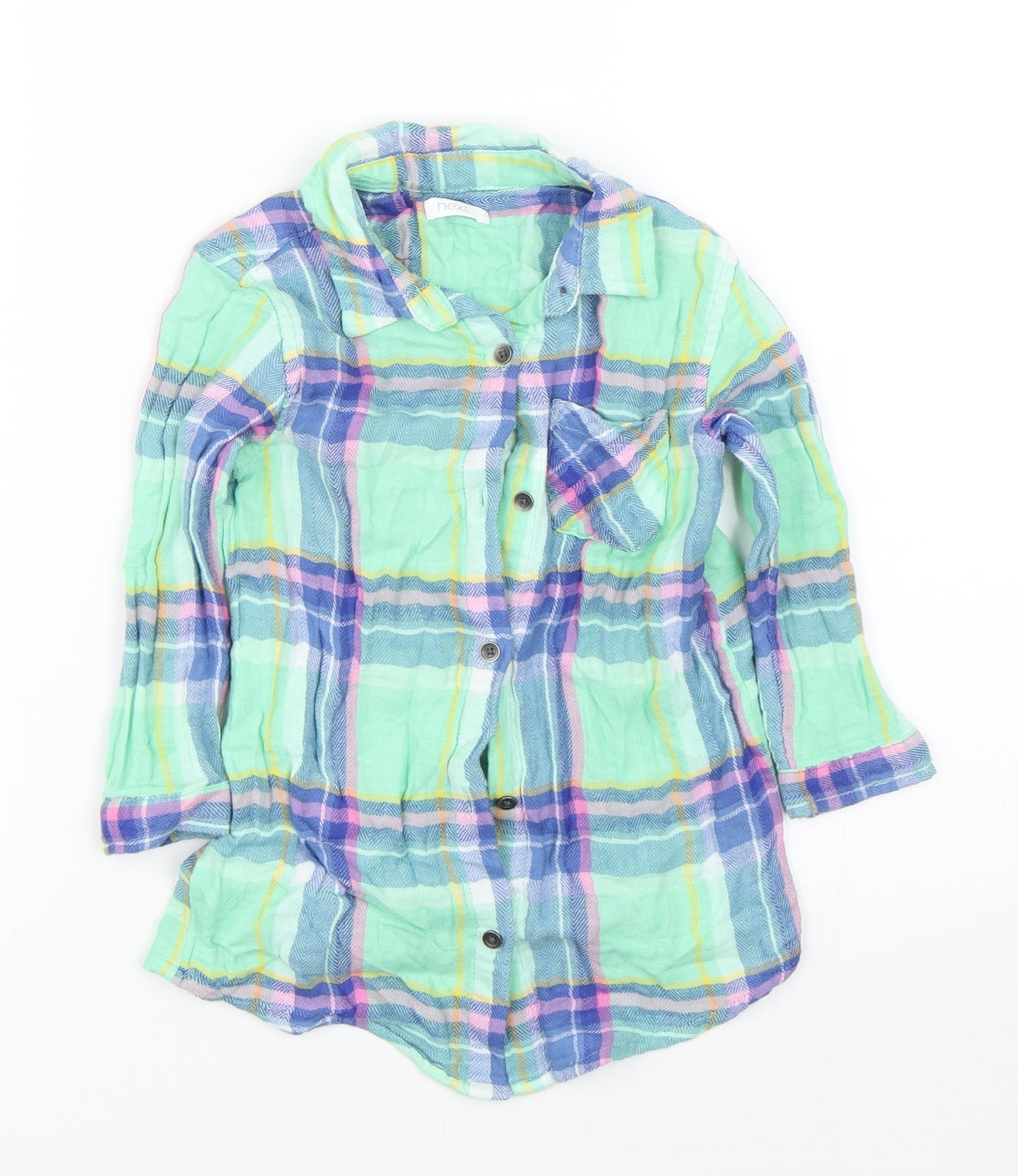NEXT Girls Green Check  Basic Button-Up Size 12-18 Months