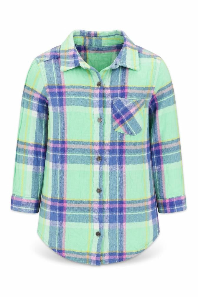 NEXT Girls Green Check  Basic Button-Up Size 12-18 Months