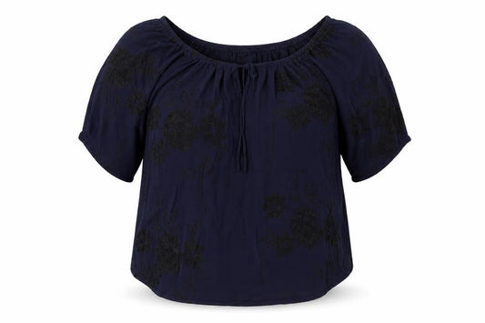 LIV Los angeles Womens Blue Floral  Basic T-Shirt Size L