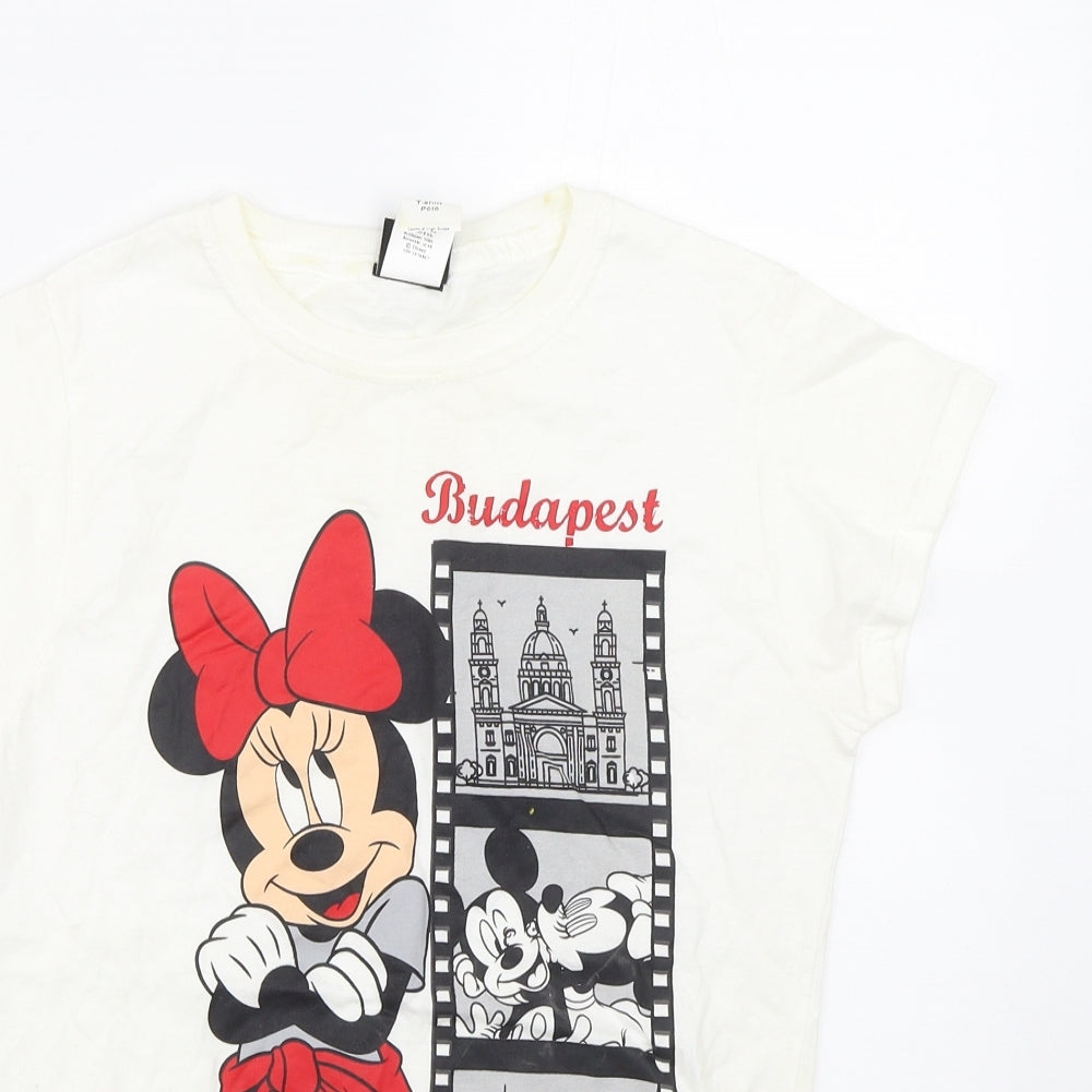 Disney Womens White   Basic T-Shirt Size S