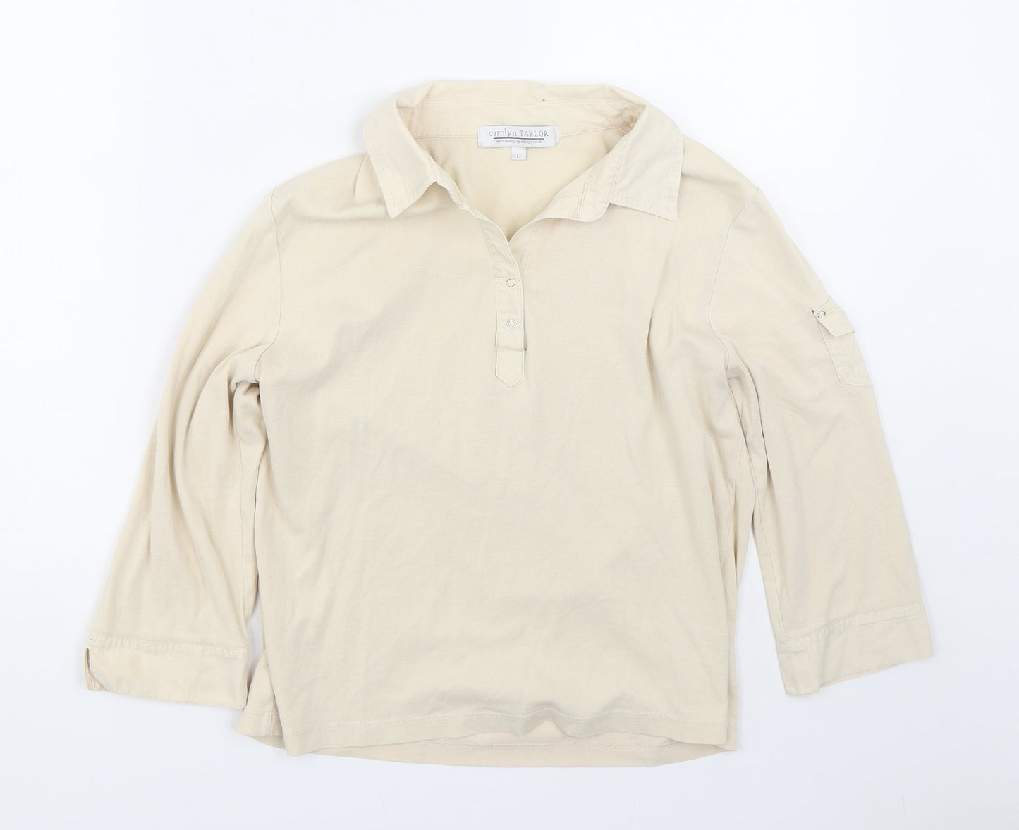 Carolyn Taylor Womens Beige   Basic T-Shirt Size L