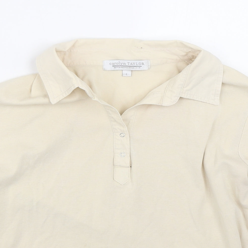 Carolyn Taylor Womens Beige   Basic T-Shirt Size L