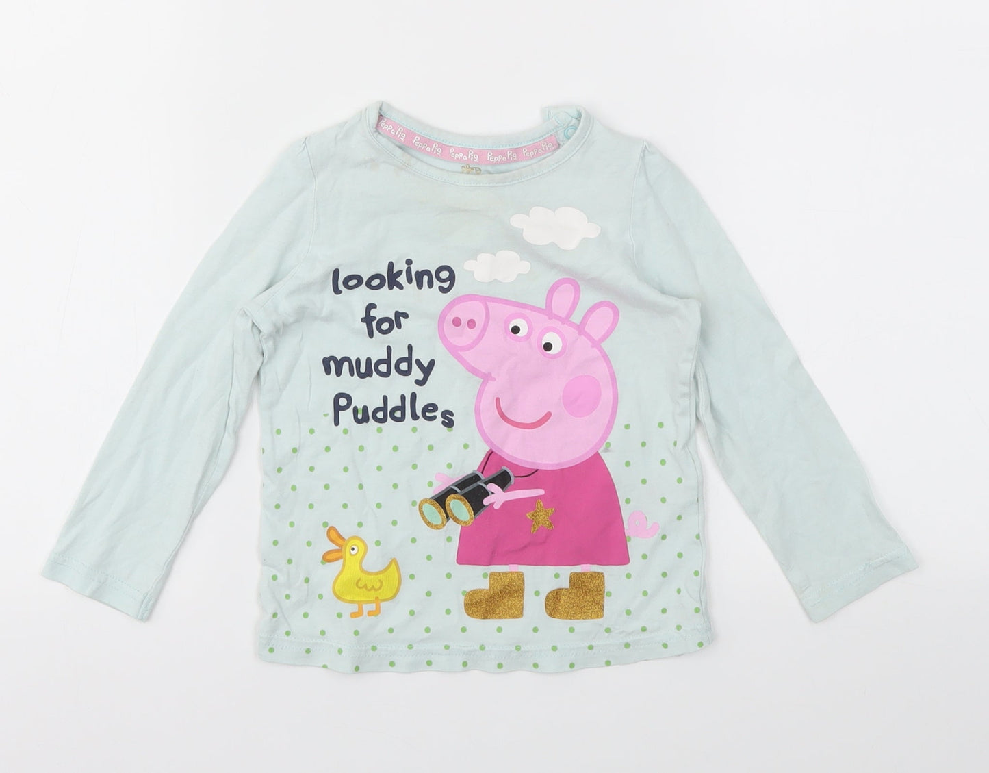 M&S Girls Blue Animal Print  Top Pyjama Top Size 2 Years