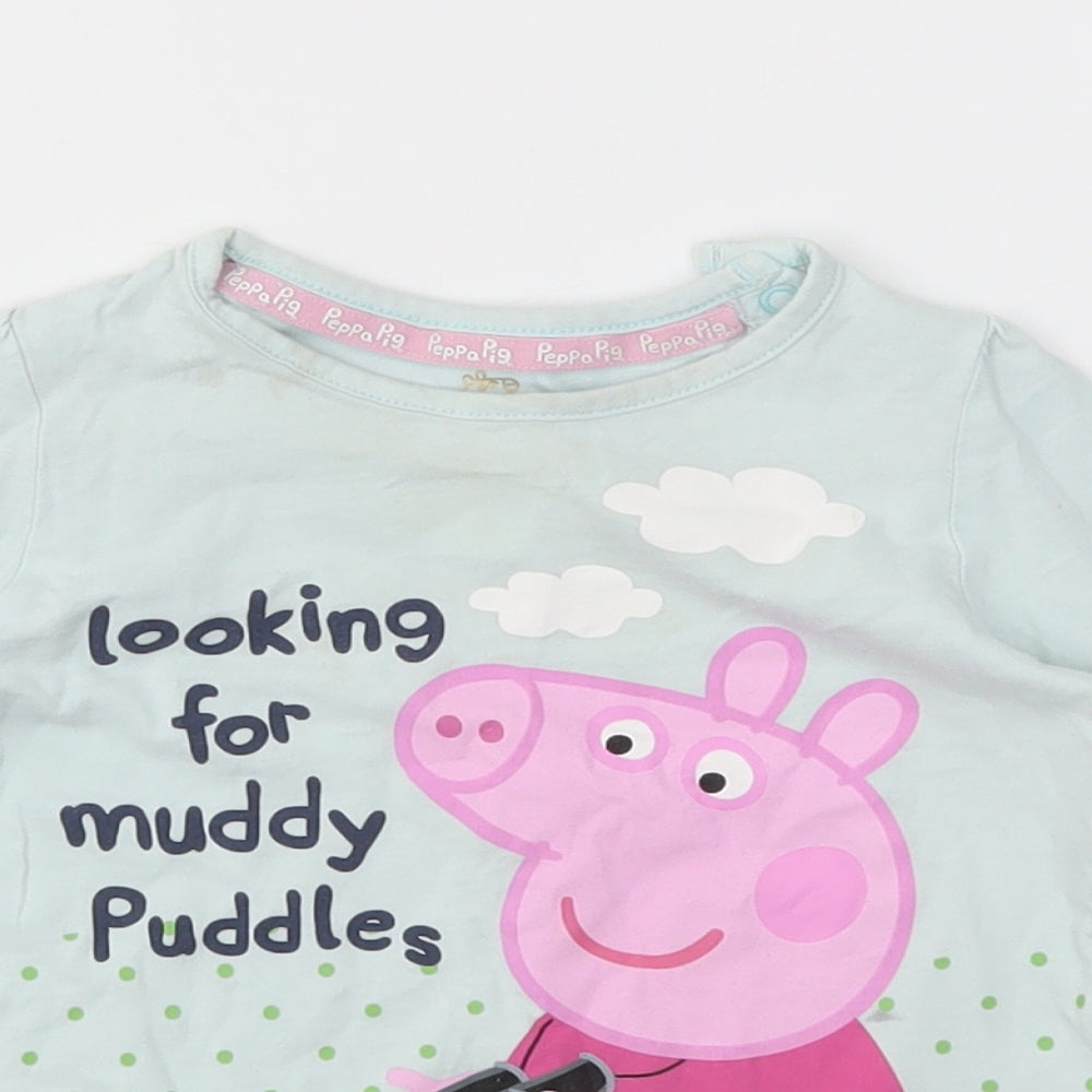 M&S Girls Blue Animal Print  Top Pyjama Top Size 2 Years