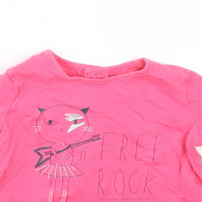 Close-up detail of Billieblush girls’ pink basic t-shirt, size 6-9, months