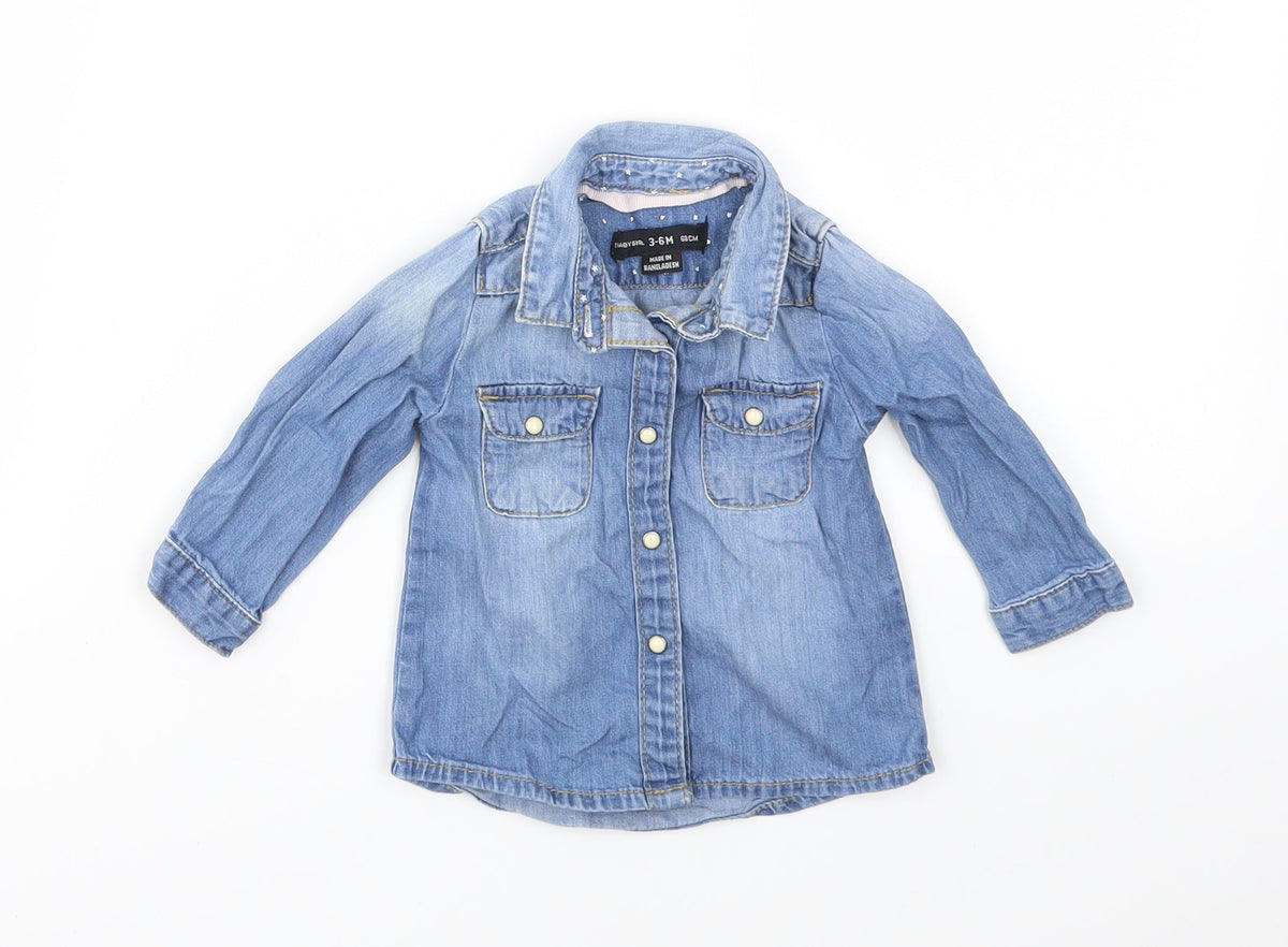 DENIM &CO Girls Blue   Basic Coat Jacket Size 3-6 Months