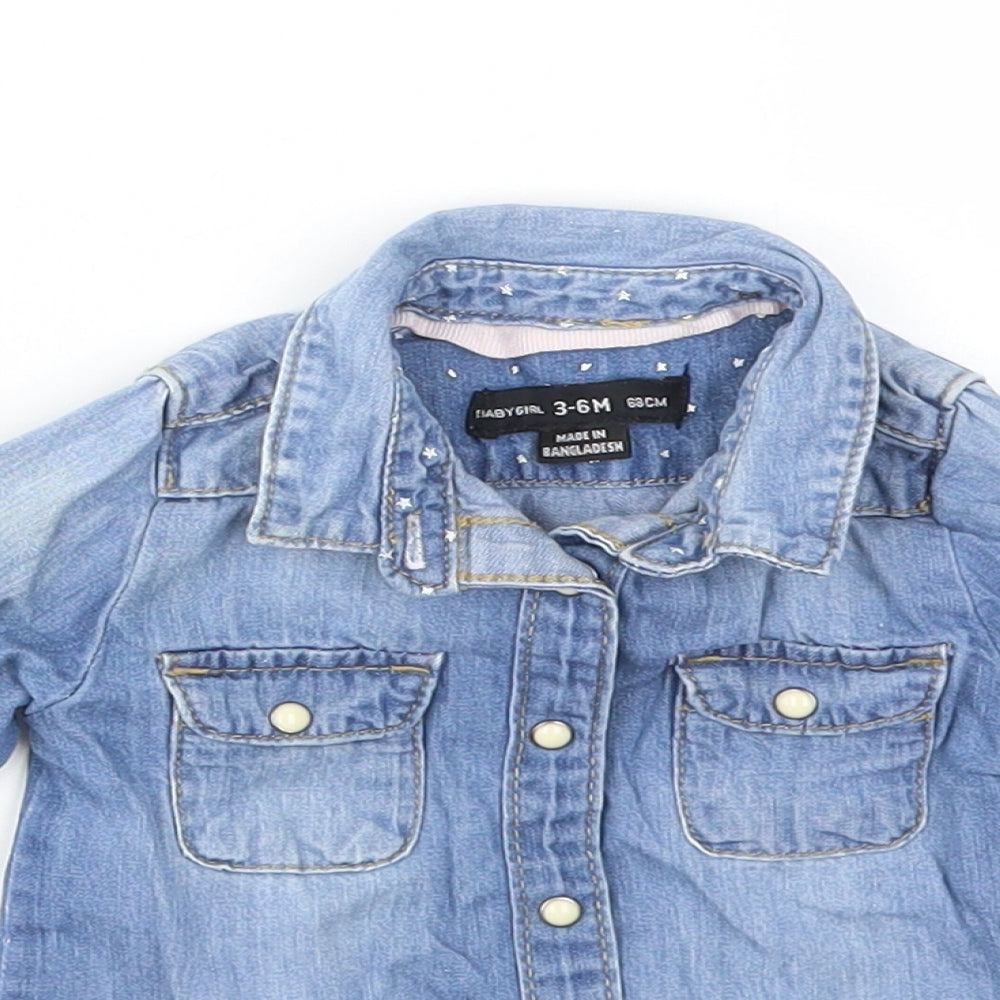 DENIM &CO Girls Blue   Basic Coat Jacket Size 3-6 Months