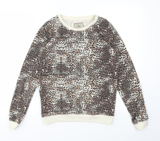 Brave Soul Womens Brown Animal Print  Pullover Jumper Size S